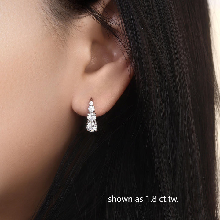 Boucles d'oreilles Carol quatre pierres | Or blanc 16k