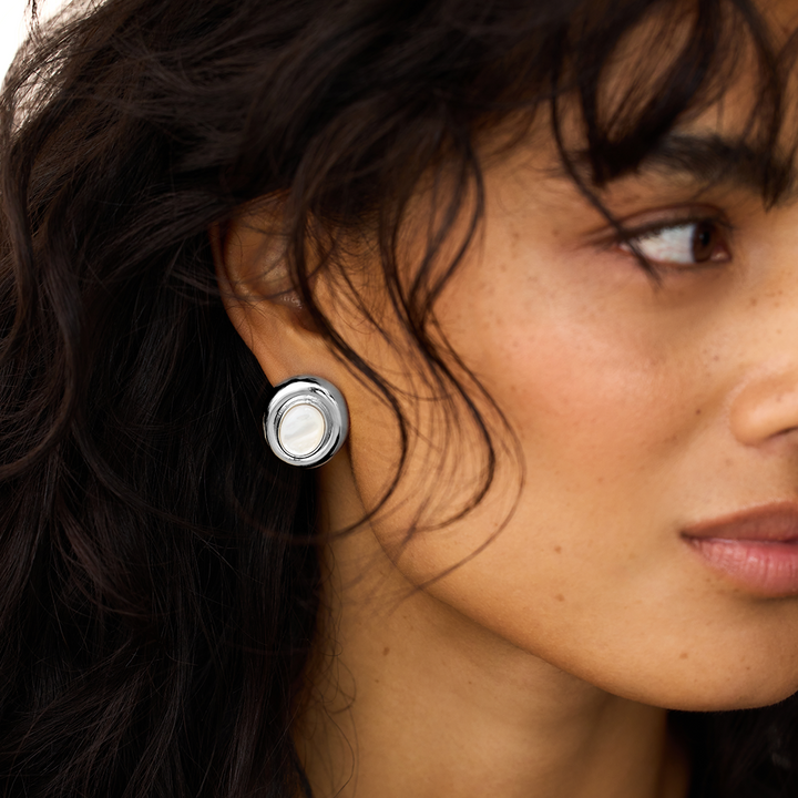 Boucles d'oreilles Giselle en perles | Or blanc 14k