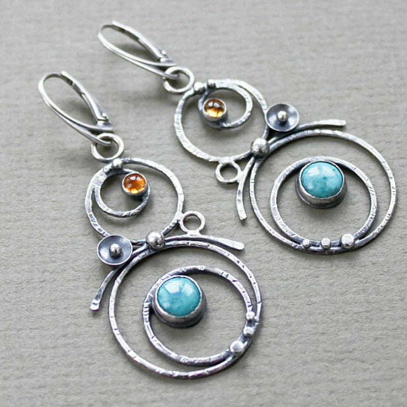 Boucles d'oreilles en pierre bleue