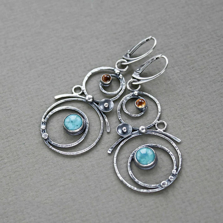 Boucles d'oreilles en pierre bleue