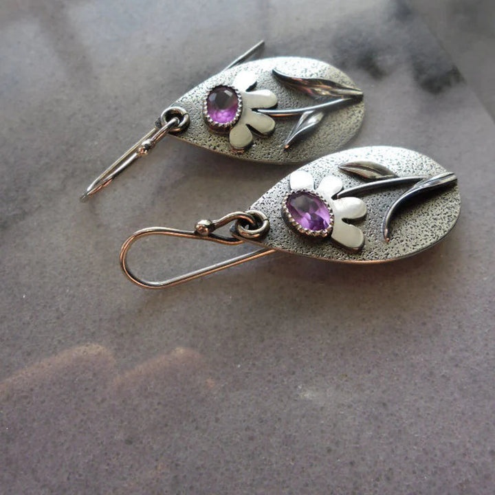Boucles d'oreilles rétro en fleurs tridimensionnelles