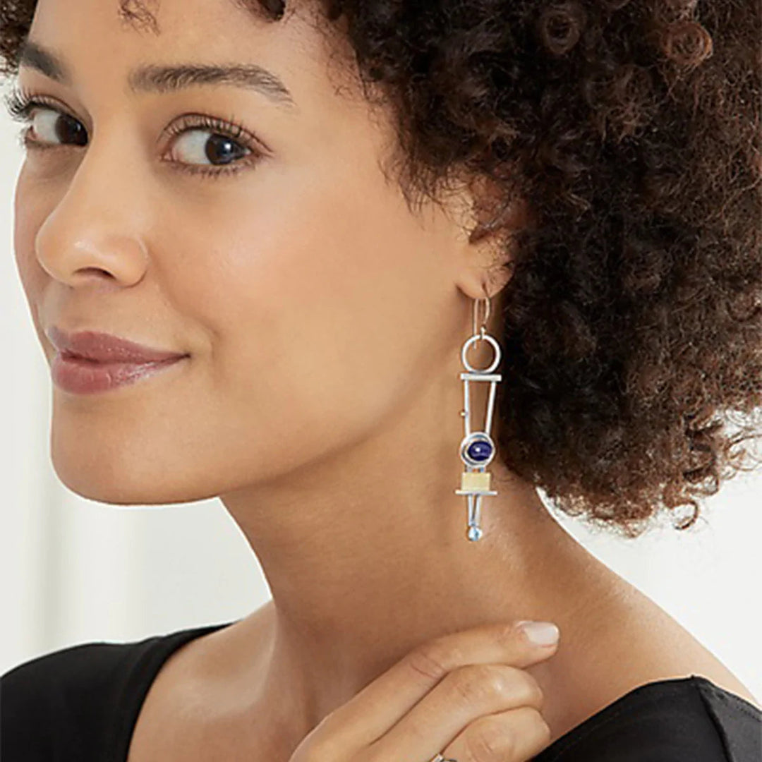 Boucles d'oreilles à carreaux bicolores