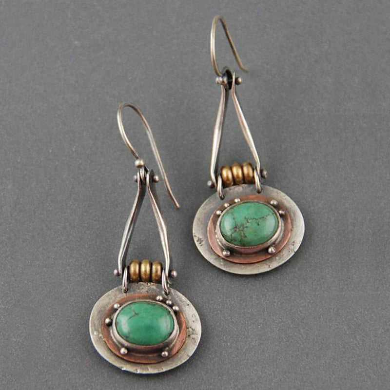 Boucles d'oreilles turquoise à deux tons