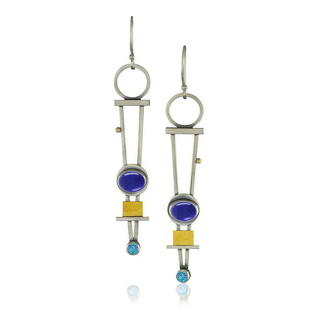 Boucles d'oreilles à carreaux bicolores