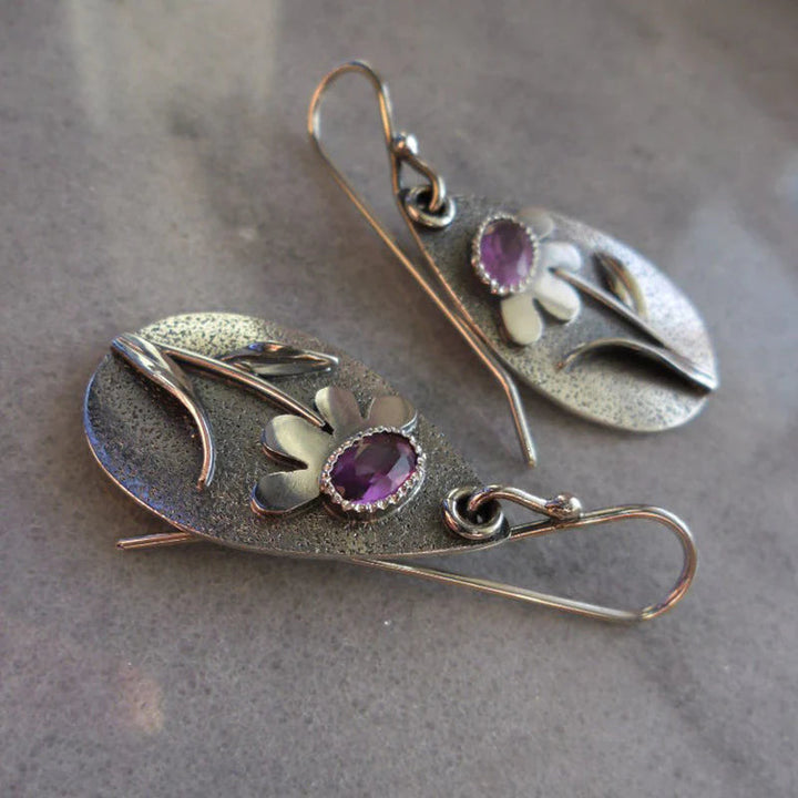 Boucles d'oreilles rétro en fleurs tridimensionnelles