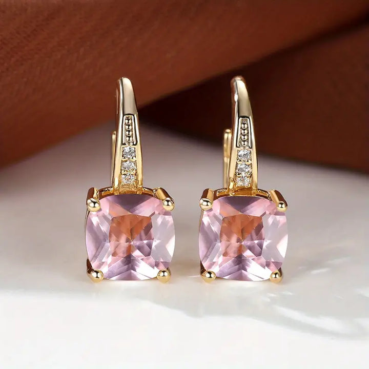 Boucles d'oreilles créoles en pierre de saphir mystique | Or