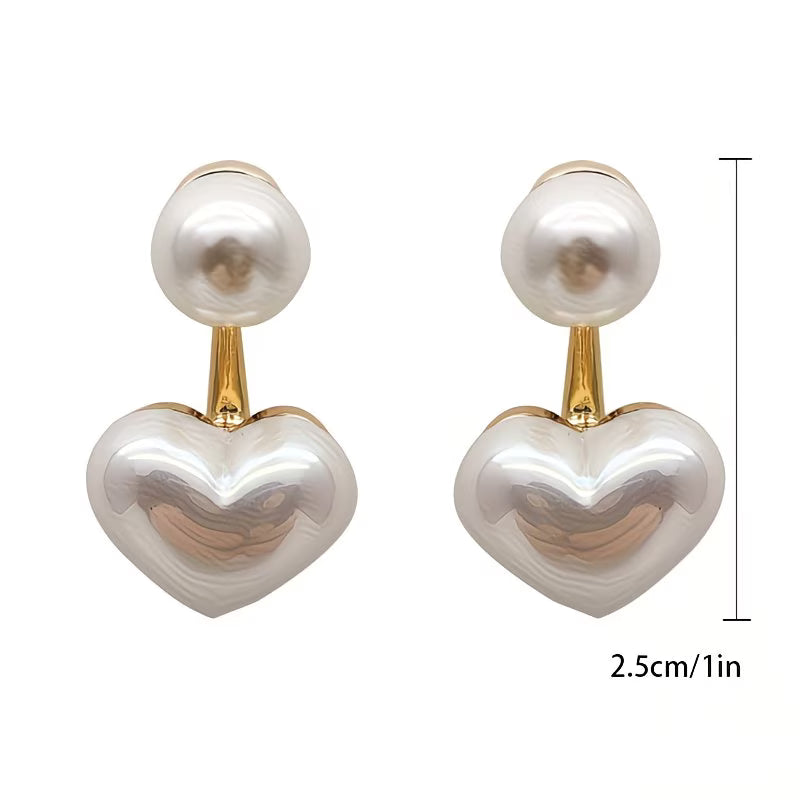 Boucles d'oreilles en forme de cœur avec double perle