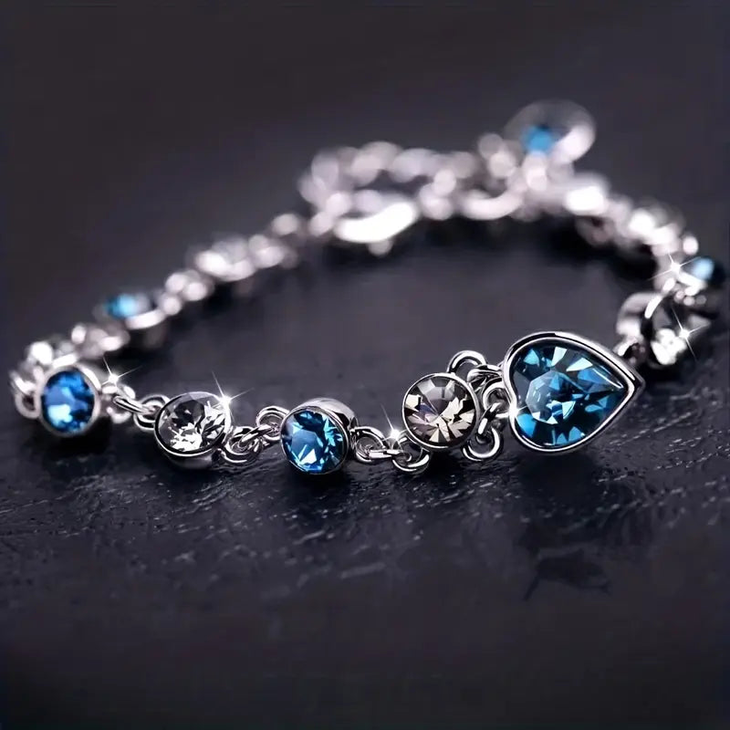 Bracelet Éclat Coeur Océan | Or Blanc