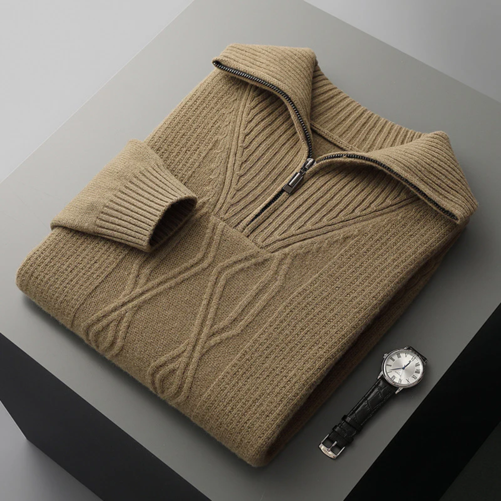 Pull demi-zip en laine mérinos essentielle