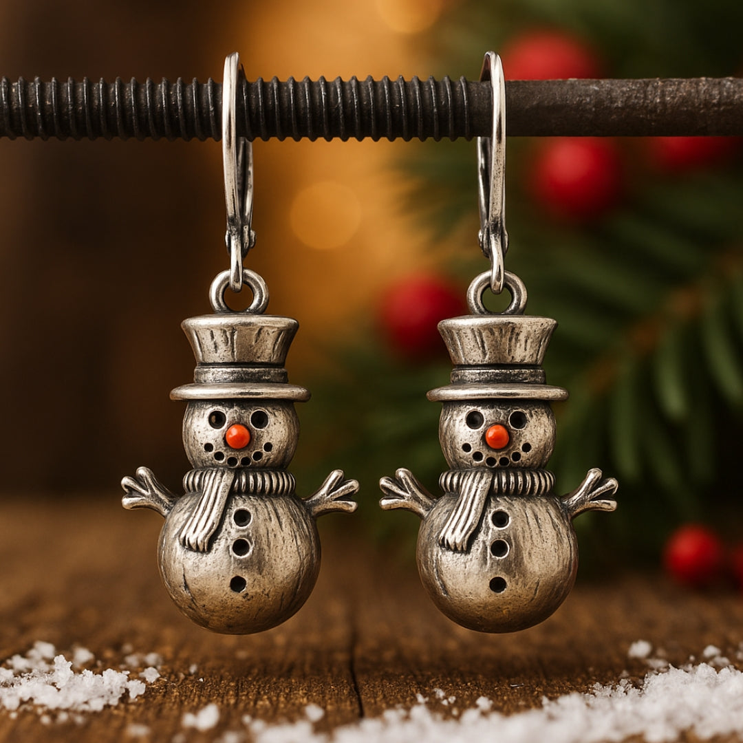 Boucles d'oreilles Bonhomme de neige en argent