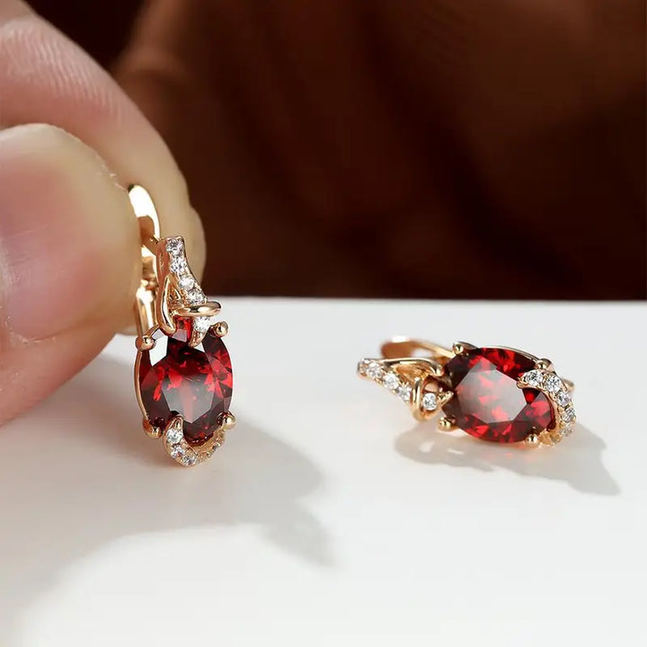 Boucles d'oreilles tombantes Crimson Twilight | Or