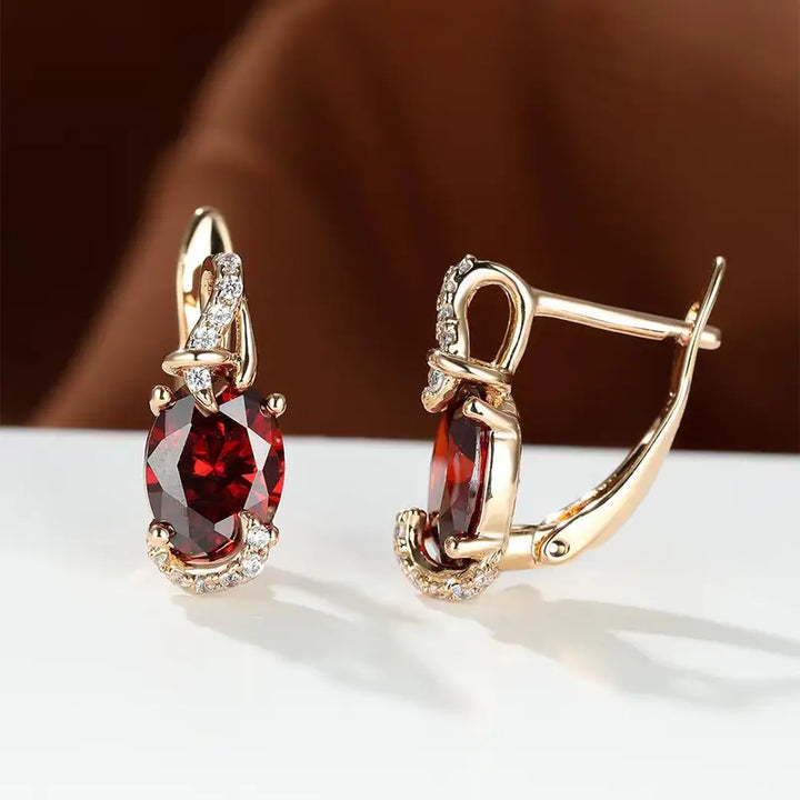 Boucles d'oreilles pendantes Crimson Twilight | Or