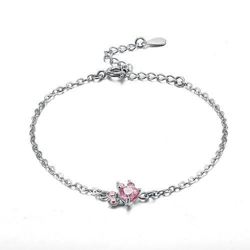 Ensemble de Bijoux Pattes en Or Rose – 4 Pièces avec Cœur en Zirconium (Bague, Collier, Boucles d'Oreilles, Bracelet)