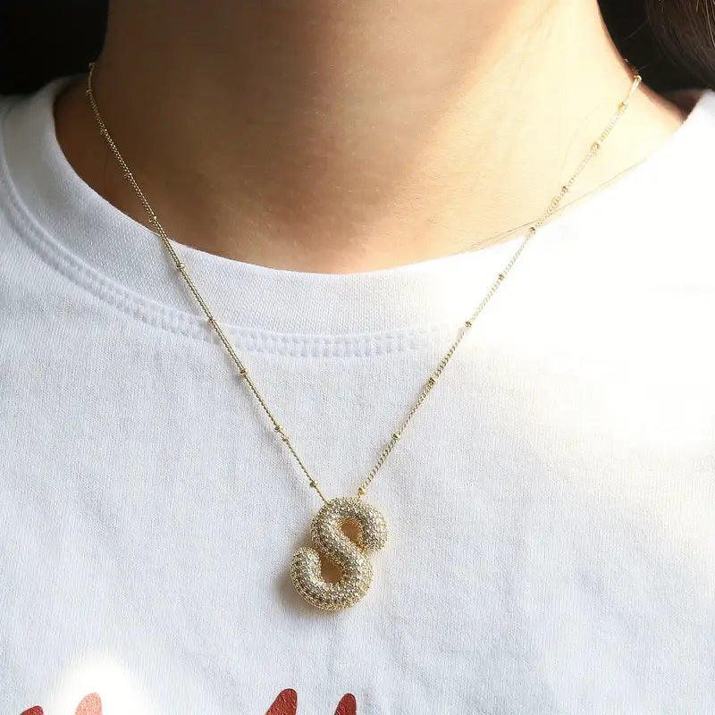 Collier initial en lettres bulle | Or