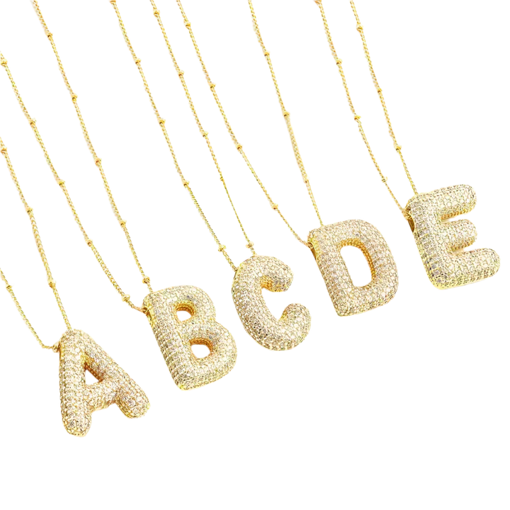 Collier initial en lettres bulle | Or