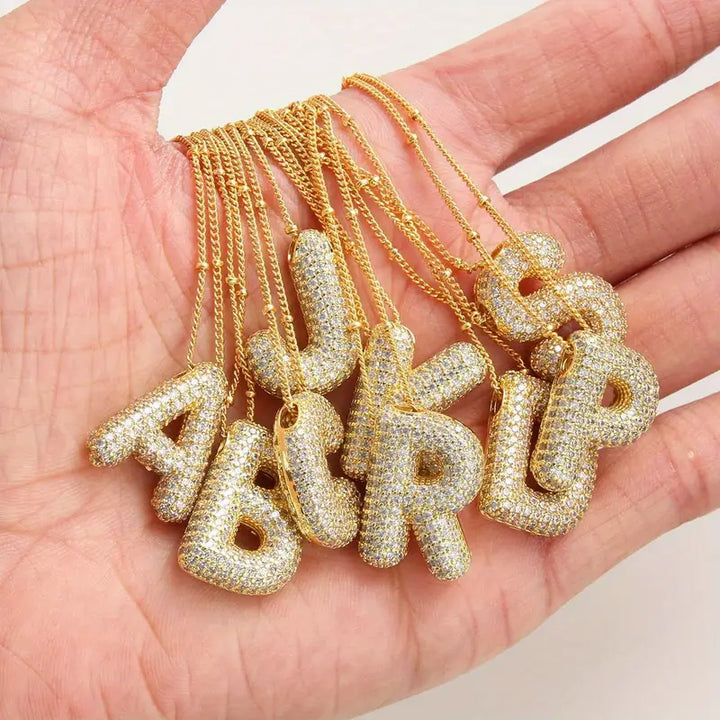 Collier initial en lettres bulle | Or