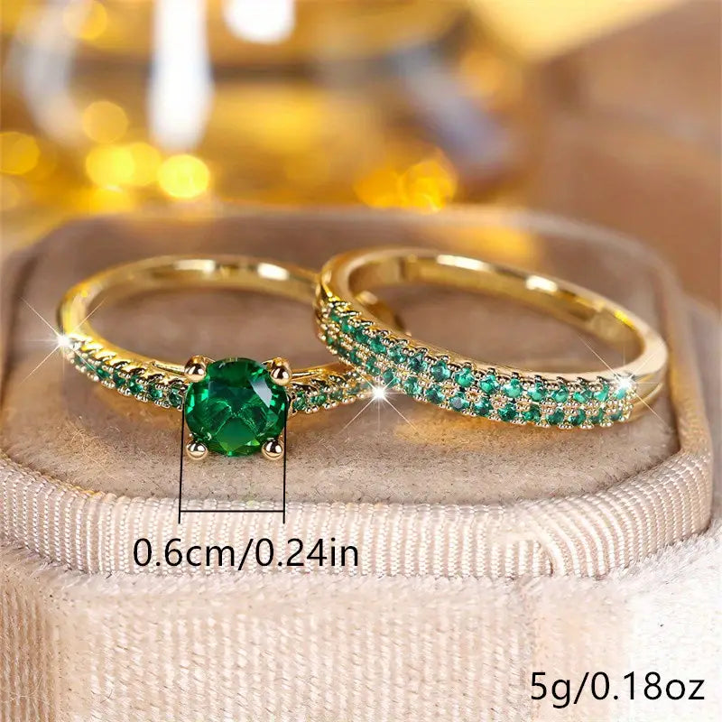 Ensemble de Bagues Serena Émeraude | Or