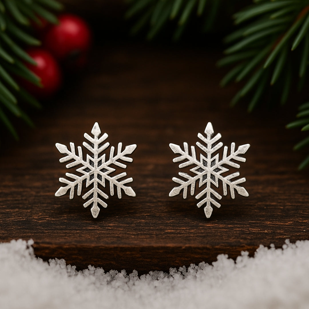 Boucles d'oreilles en argent avec flocon de neige