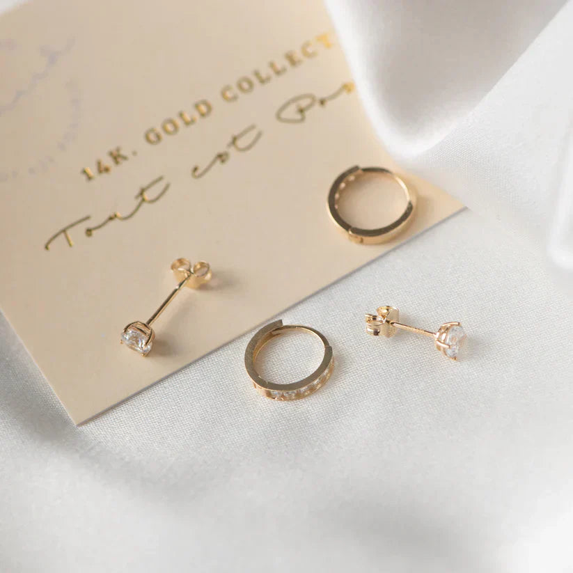 Ensemble de Boucles d'Oreilles en Pierre Dara Brillane | Or