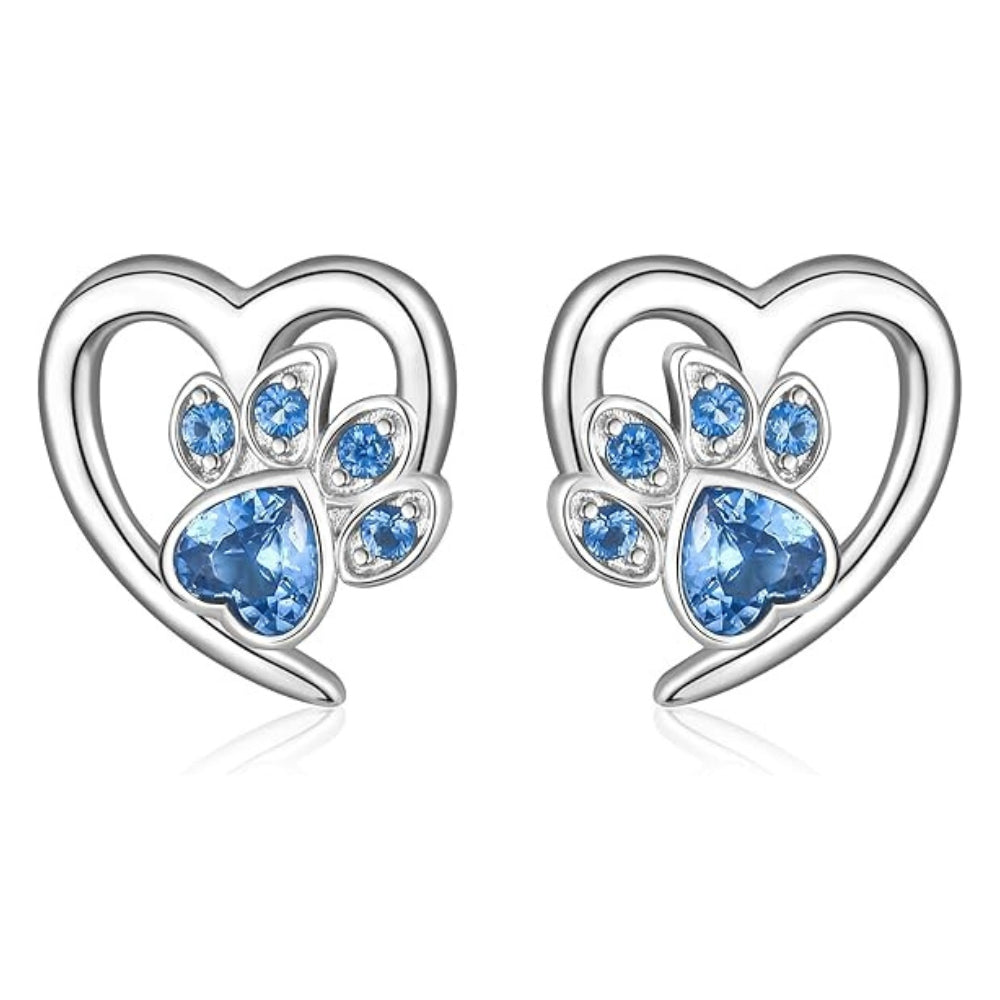 Boucles d'oreilles Pattes et Cœur avec Zirconia