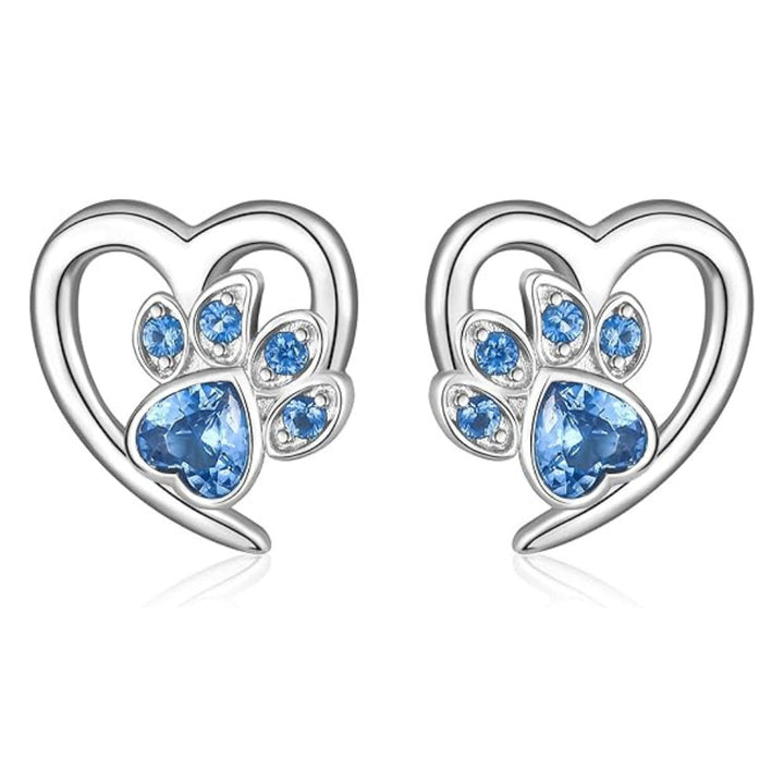 Boucles d'oreilles Pattes et Cœur avec Zirconia