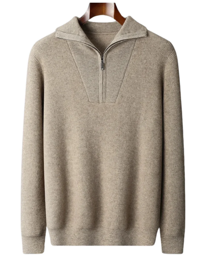 Pull demi-zip en cachemire signature