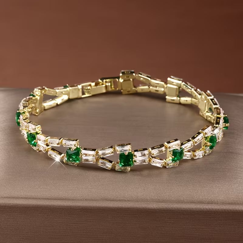 Bracelet de tennis Verde Link | Or