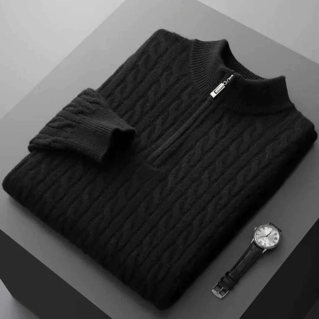 Pull demi-zip en cachemire structuré