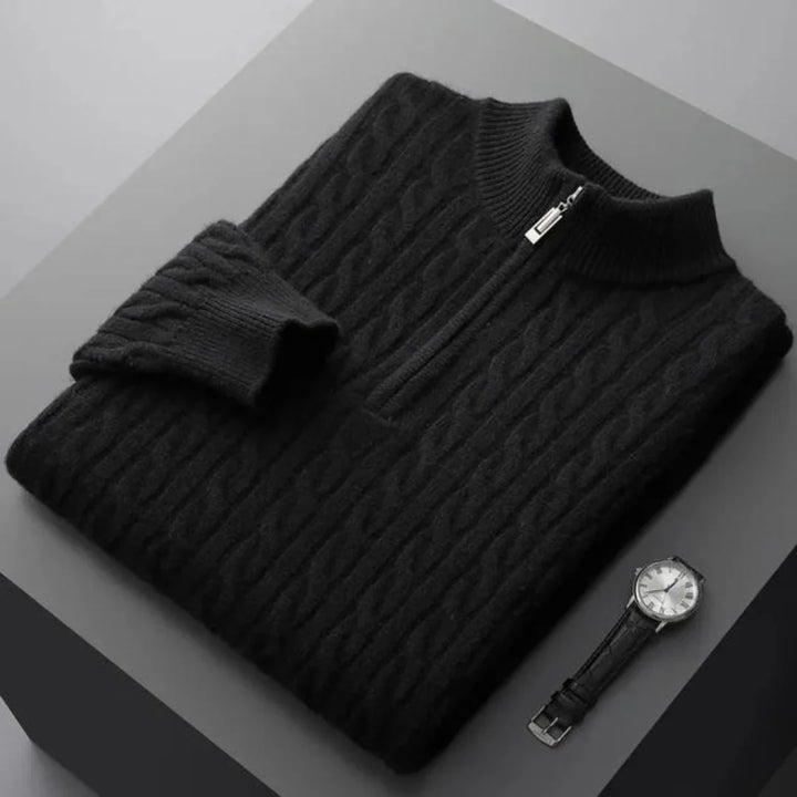 Pull demi-zip en cachemire structuré