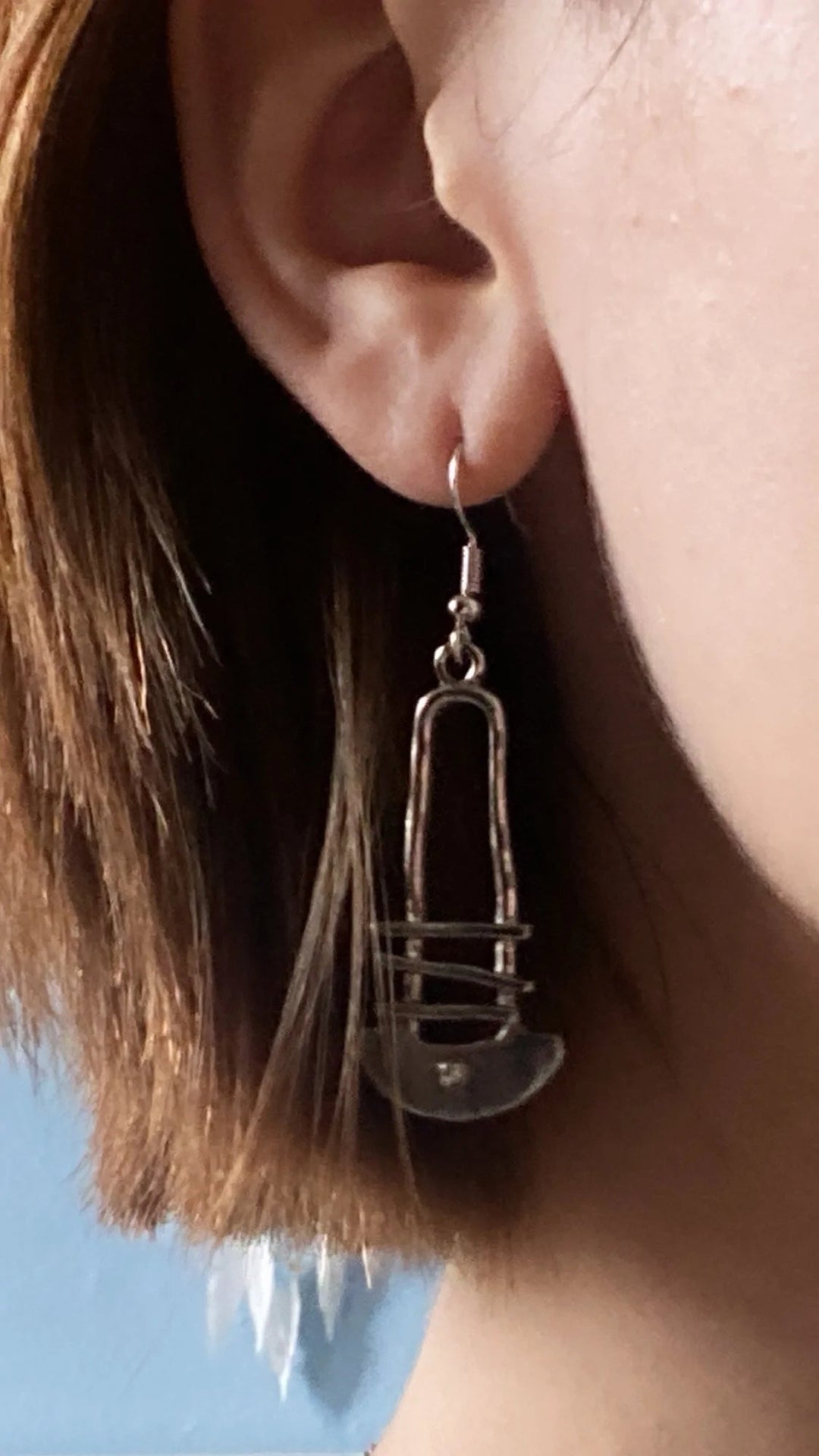 Boucles d'oreilles en forme d'escalier géométrique en demi-cercle
