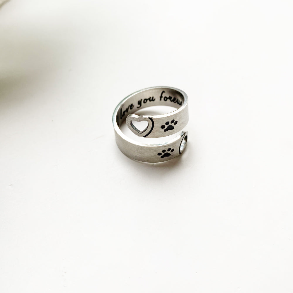 Bague à torsion réglable Patte & Cœur – Acier Inoxydable