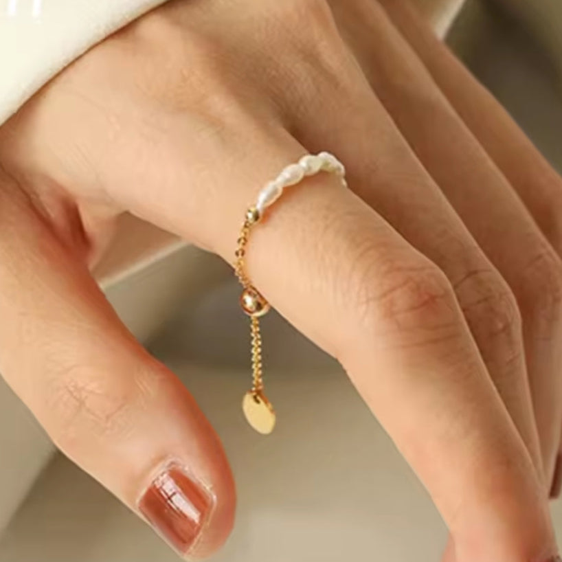 Bague Pendentif Ajustable en Perles