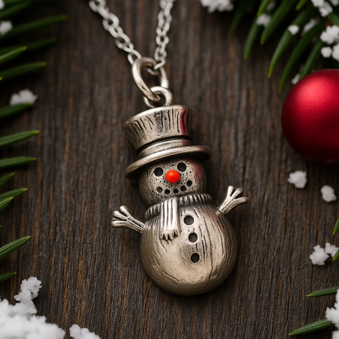 Collier Bonhomme de Neige Argenté