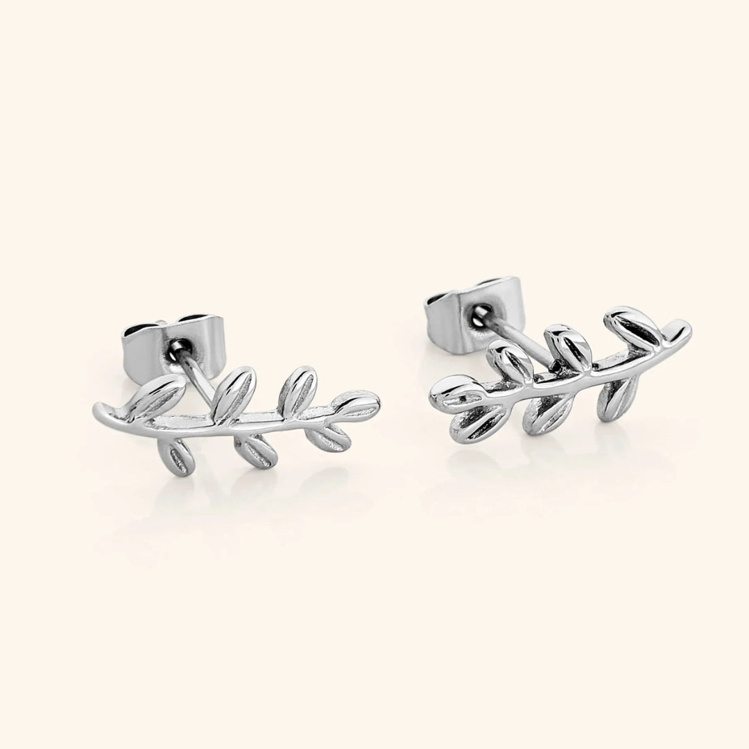 Boucles d'oreilles en argent en forme de feuille