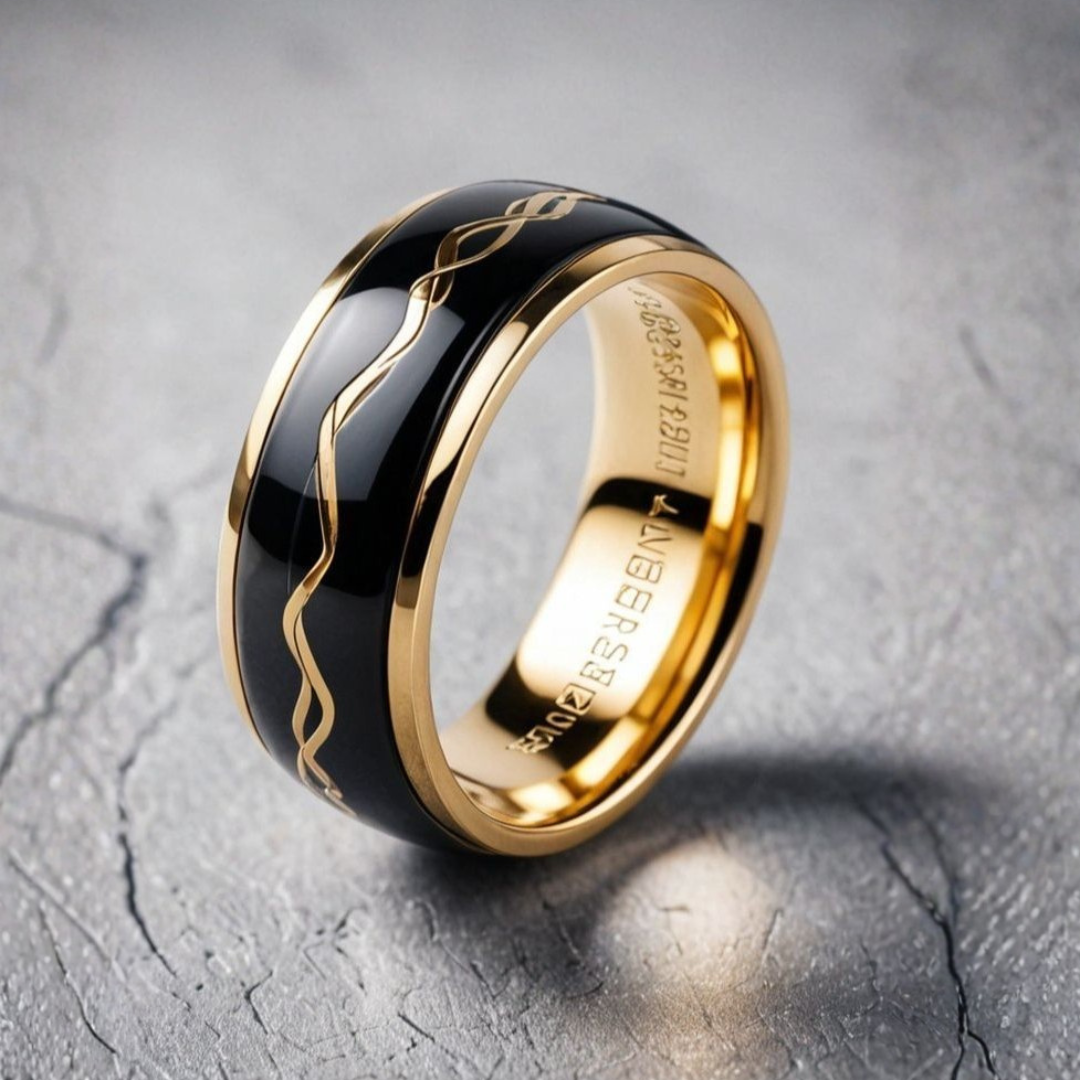 Bague Royale Noir & Or pour Hommes