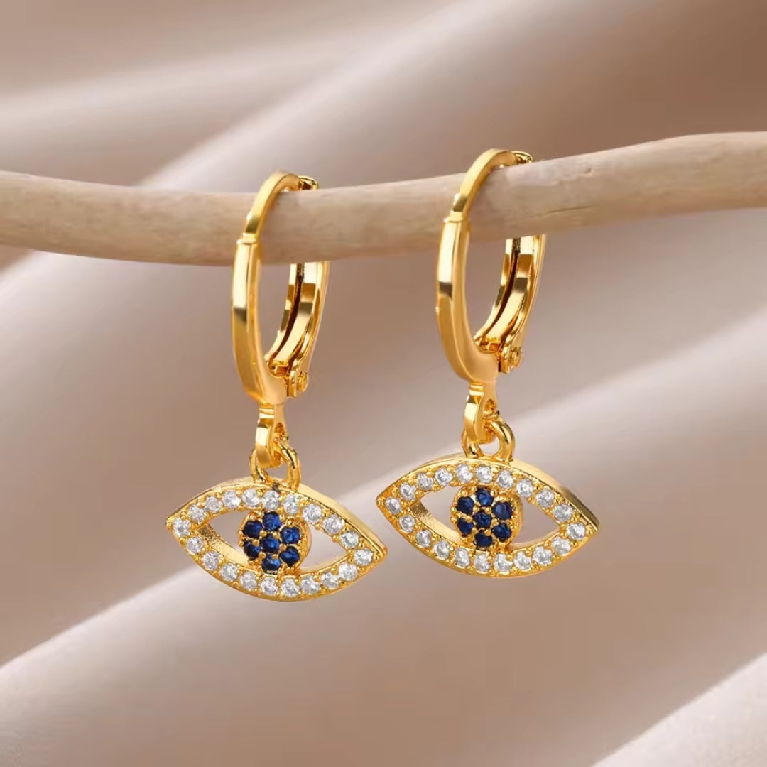 Boucles d'oreilles Nazar en or brillant