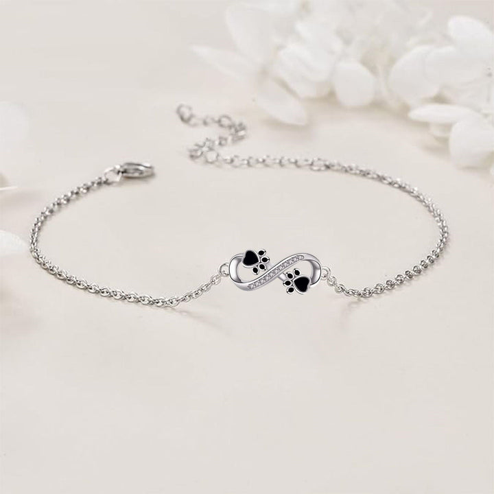 Pendentif Symbole Infini Bracelet Patte de Chien avec Zirconia