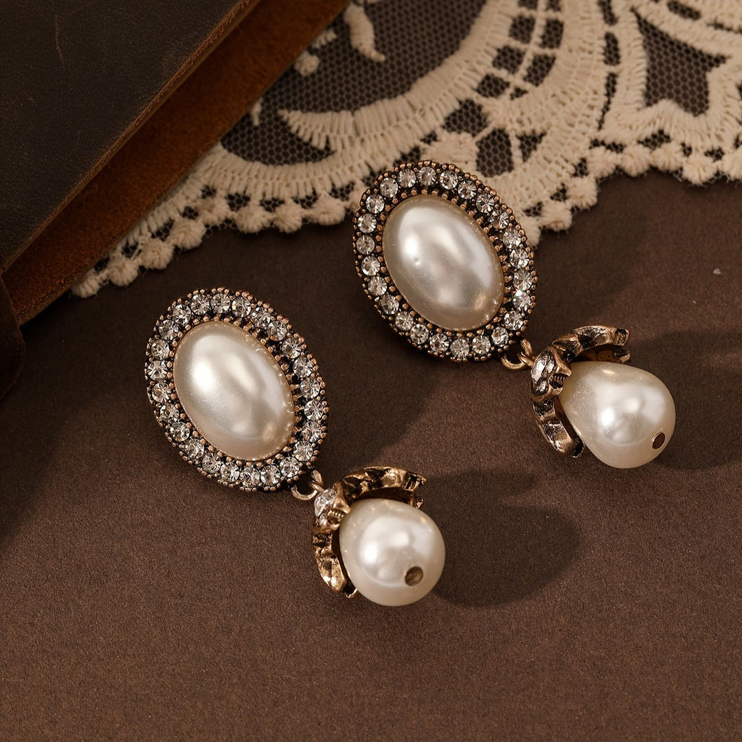 Boucles d'oreilles pendantes en perles vintage