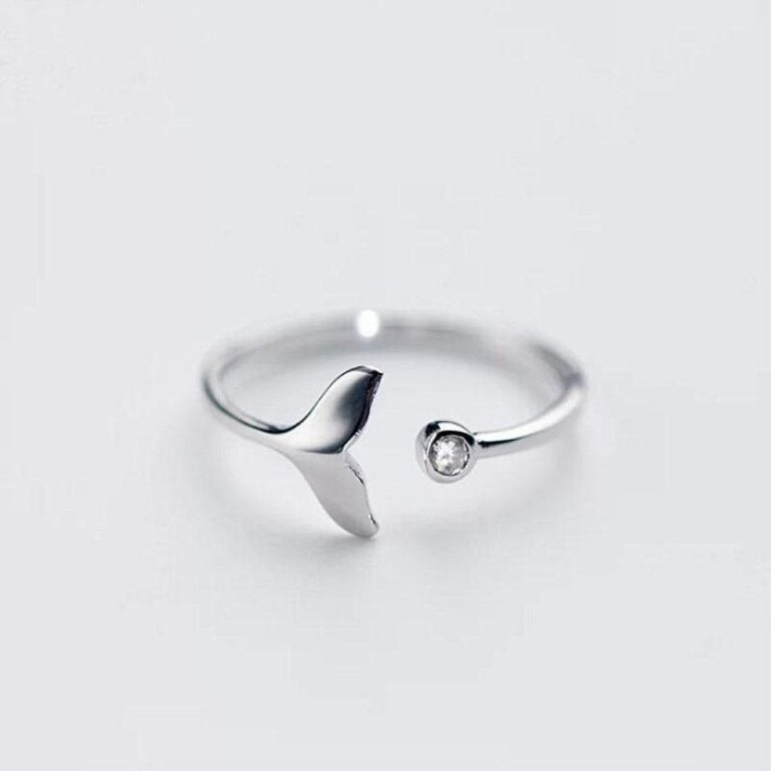 Bague en queue de dauphin en argent sterling 925 et zirconia ajustable