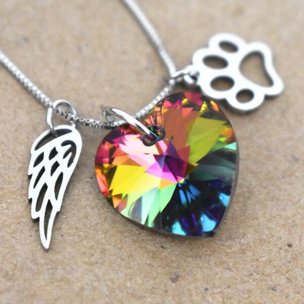 Collier Mémorial Arc-en-Ciel avec Pendentif Cœur