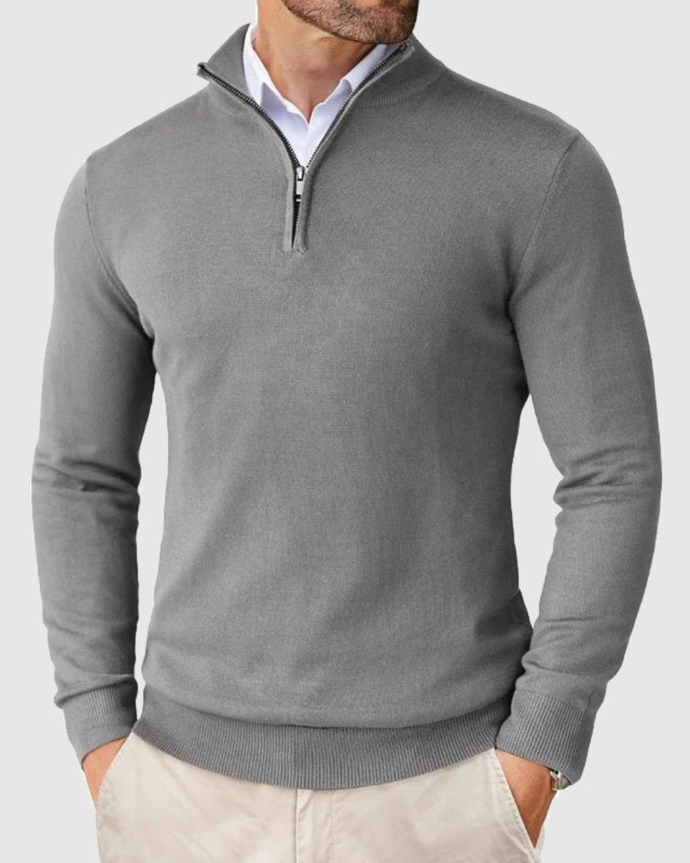 Pull demi-zip en maille fine