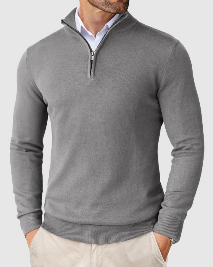 Pull demi-zip en maille fine