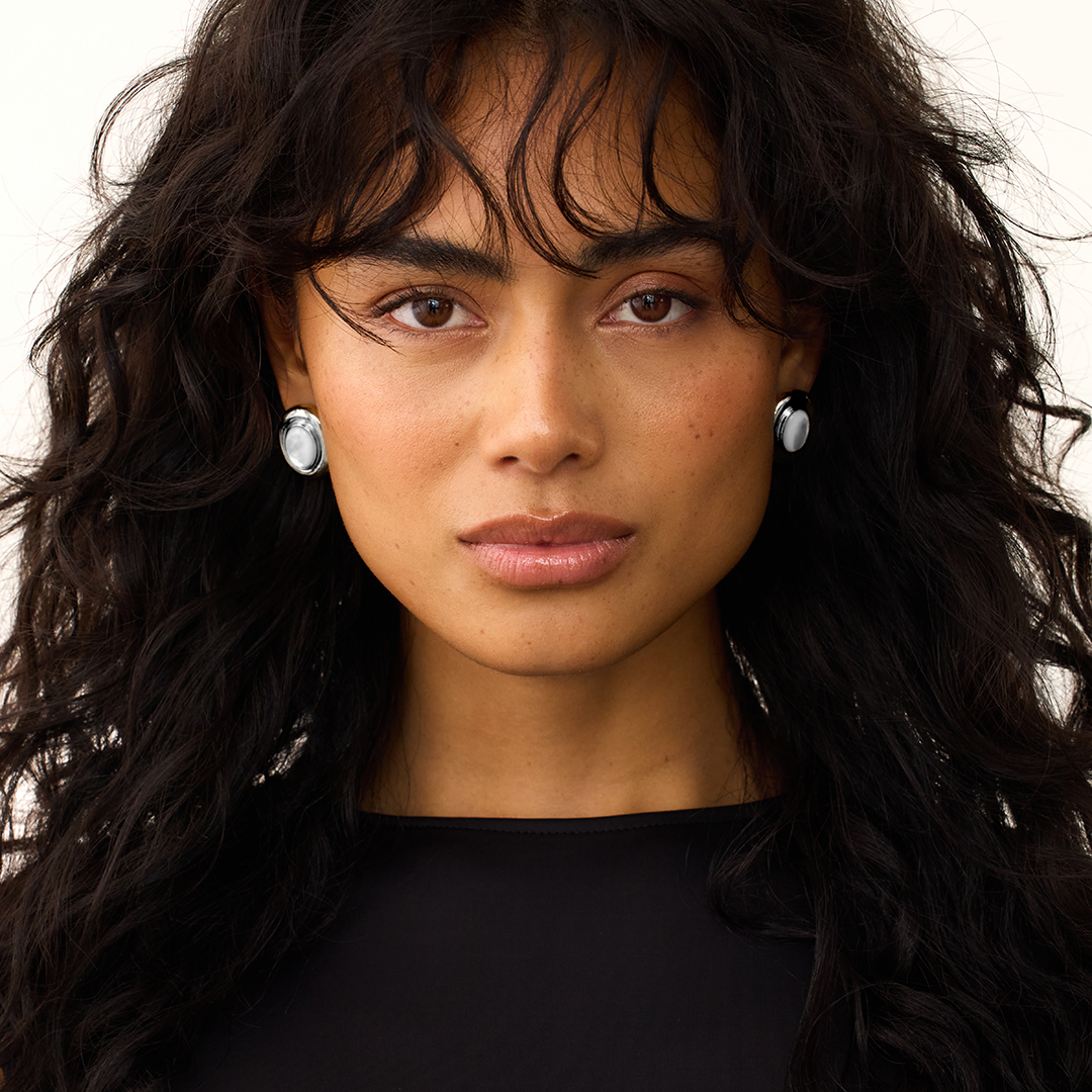 Boucles d'oreilles Giselle en perles | Or blanc 14k