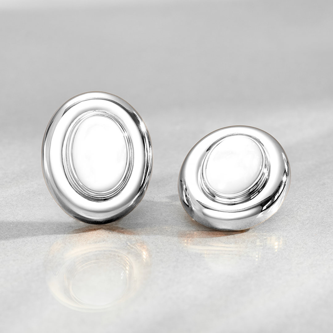 Boucles d'oreilles Giselle en perles | Or blanc 14k