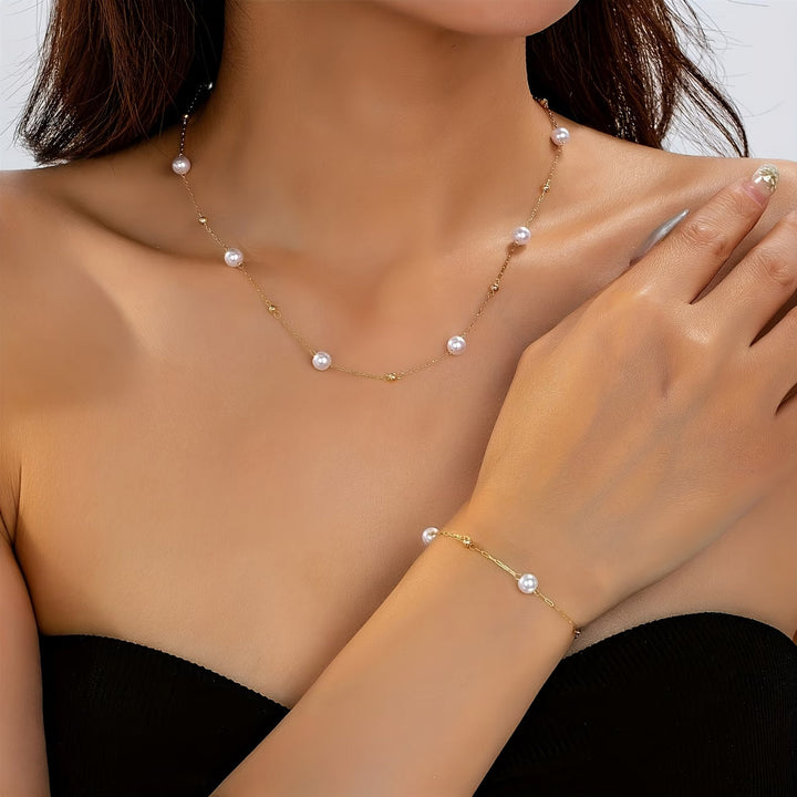 Ensemble de Bijoux en Chaîne de Perles Délicates
