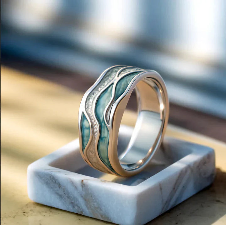 Bague en Argent et Vagues Turquoises