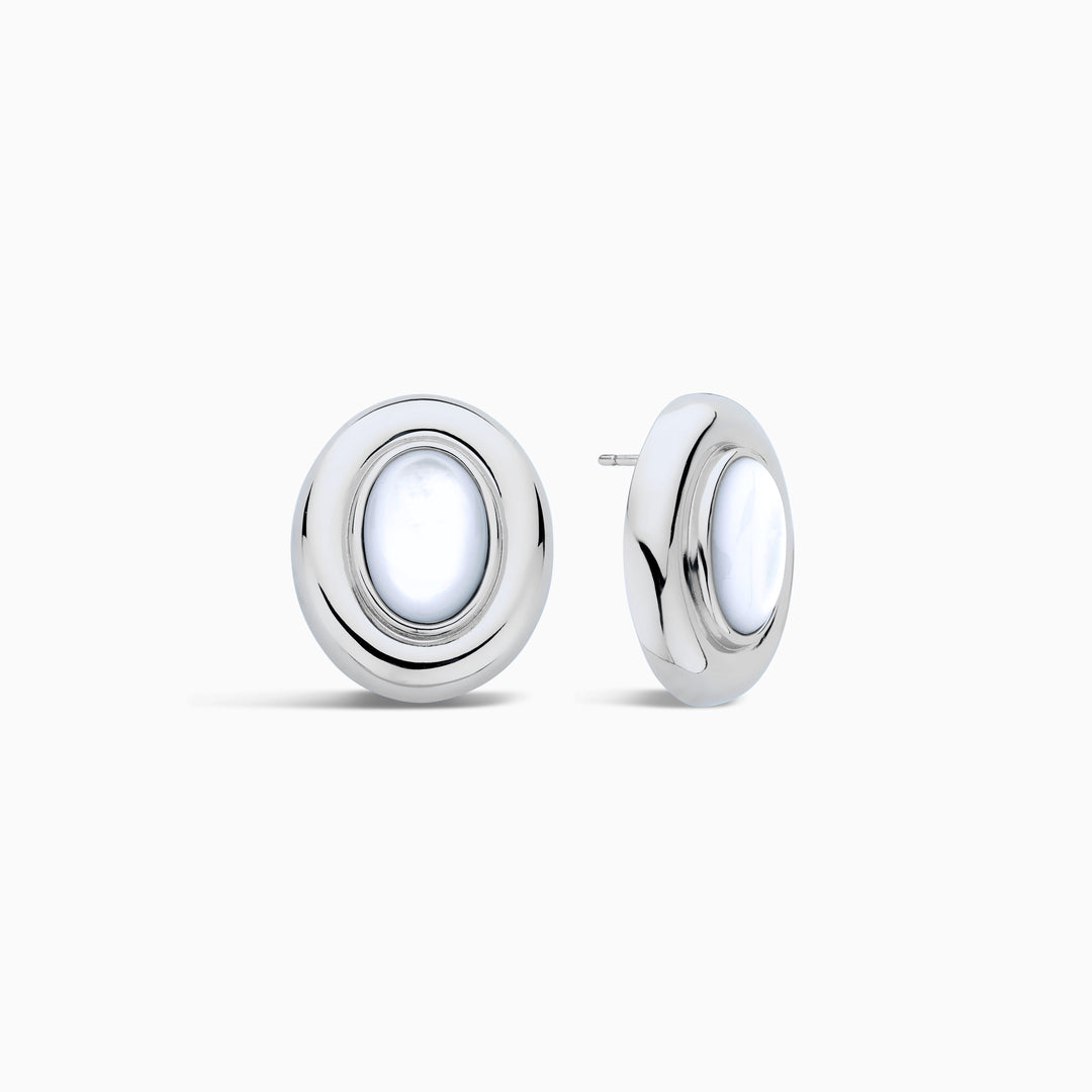 Boucles d'oreilles Giselle en perles | Or blanc 14k