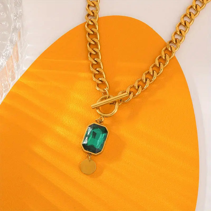 Collier Pendentif Émeraude à Chaîne Épaisse | Or