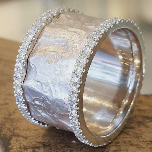 Bague en Zirconia Argenté Vintage