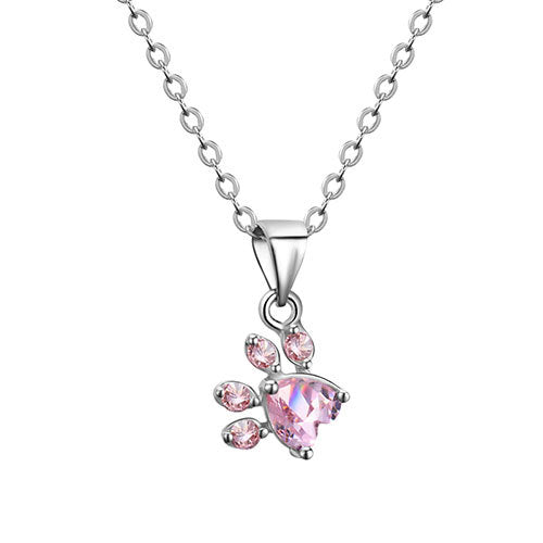 Ensemble de Bijoux Pattes en Or Rose – 4 Pièces avec Cœur en Zirconium (Bague, Collier, Boucles d'Oreilles, Bracelet)